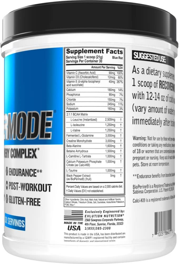 Nutrition Recover Mode- Complete Post Workout with BCAAs, Immunity Support, Vitamin C, D & E, Electrolytes, Hydration, Creatine, Glutamine, Beta-Alanine, L-Carnitine, 30 Serve - Image 2